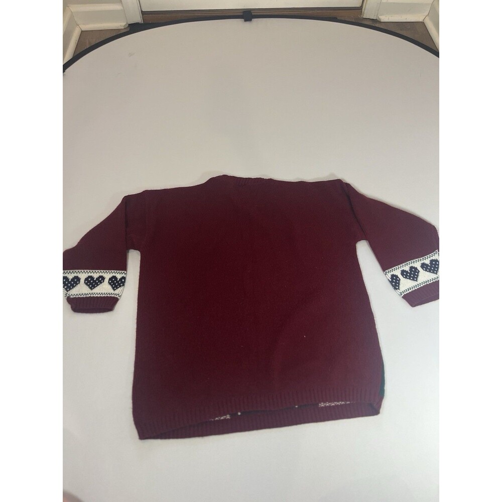 Vintage New Addition Maternity Patchwork Sweater Medium | Burgundy Cottagecore - Picture 12 of 14